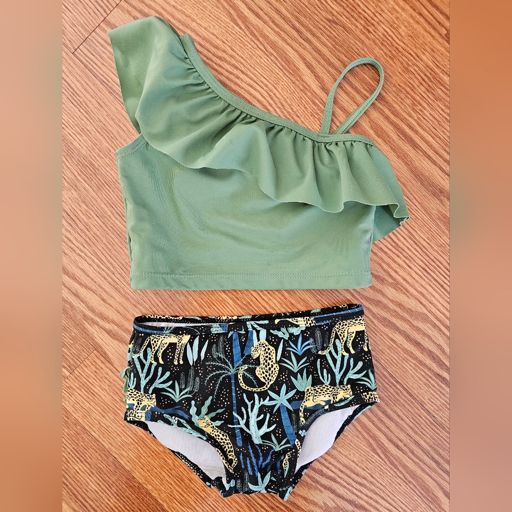 Ruffle Butts Cheetah 2 Piece Bikini Swimsuit 3T